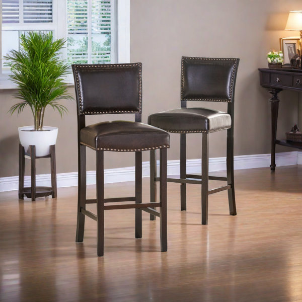 Lark Manor Bar Stool Set Of 2, High Counter Upholstered Armless Chair